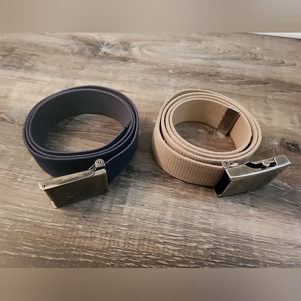 BELTS -- Columbia Adult Military Web Belt AND Under Armour Stretch Webbing Belt